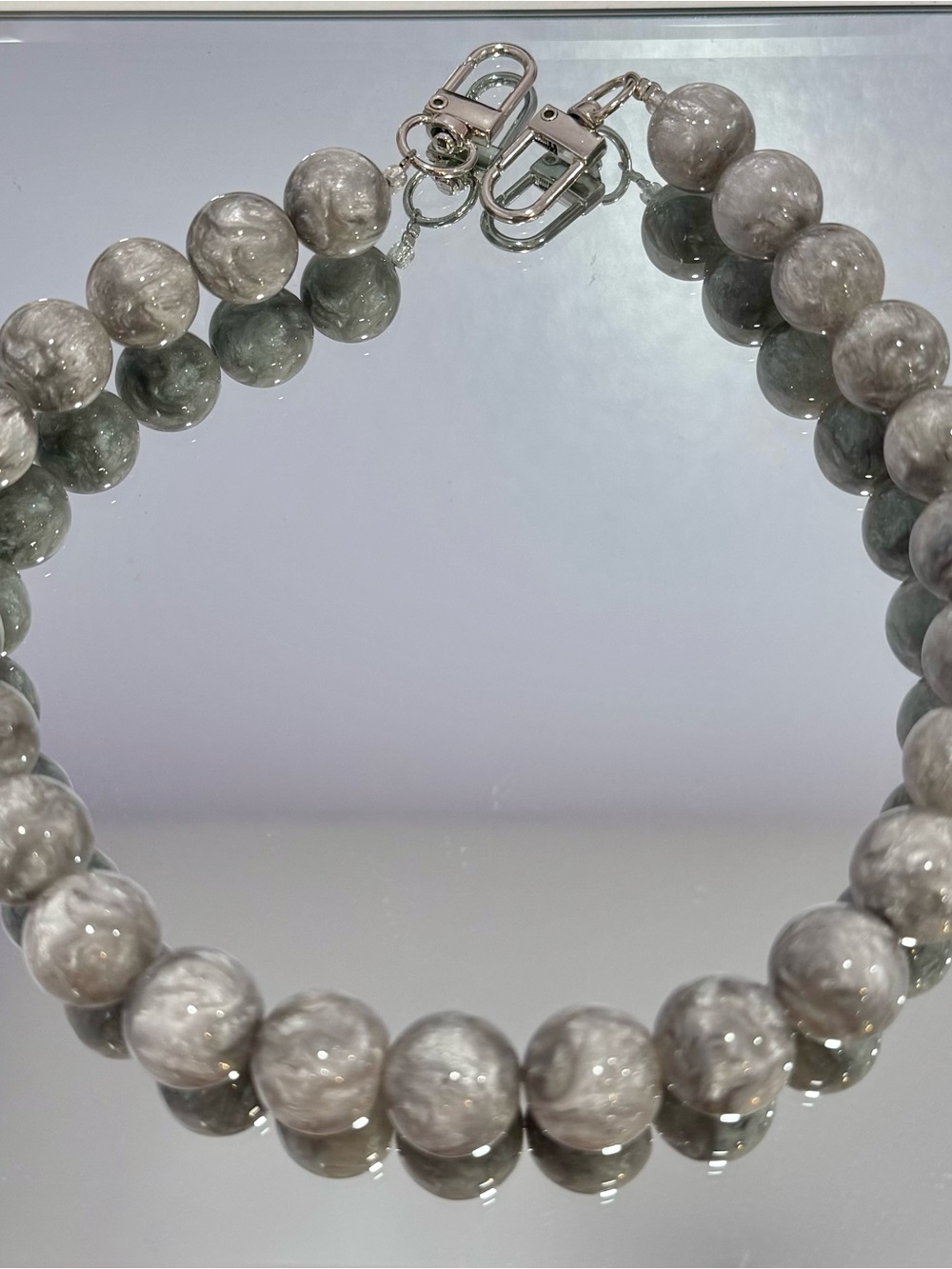 New Classic Gray Beaded Bag Chain 18 inches